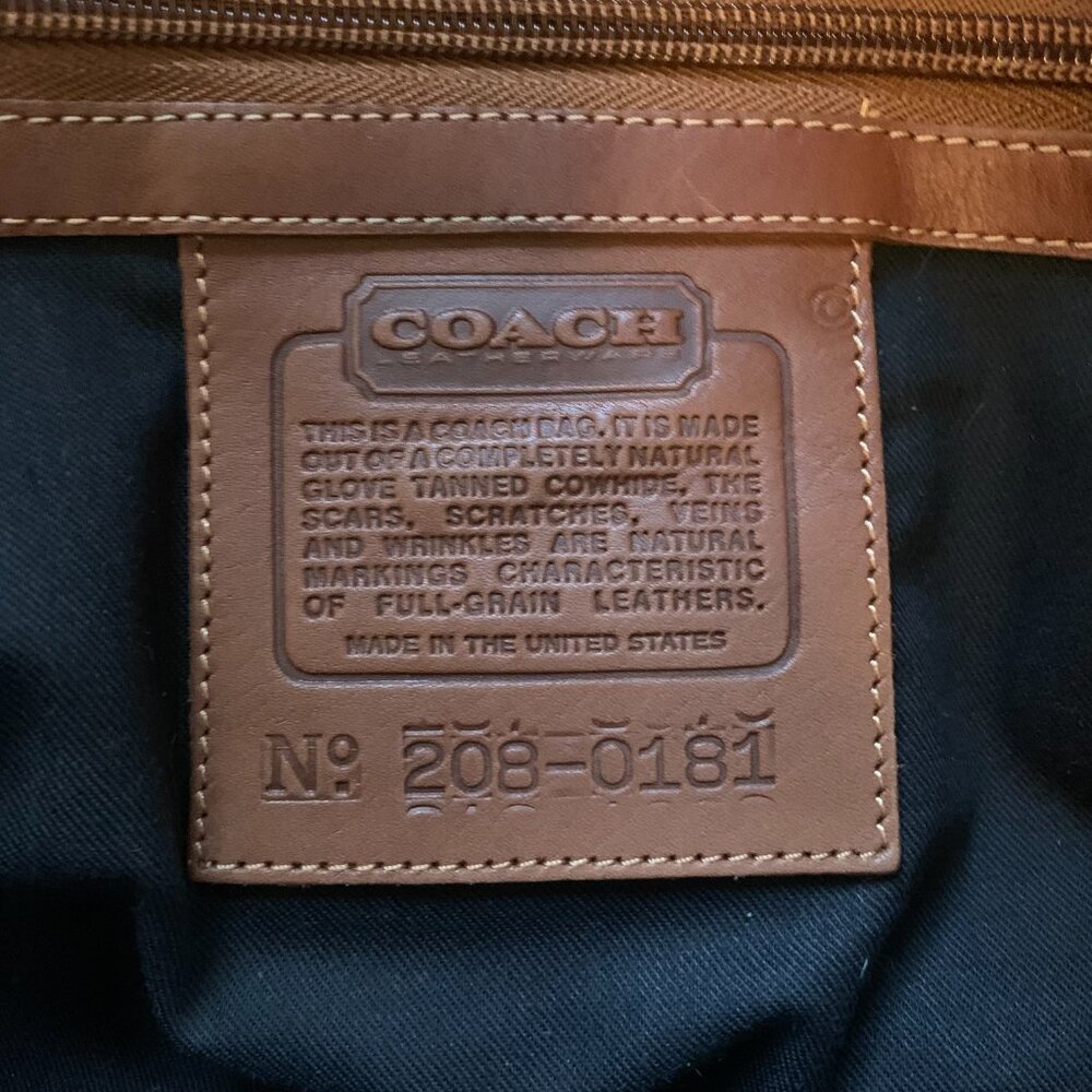 Vintage Coach Cognac Brown Leather Duffel‎ Travel Bag Weekender - Picture 7 of 11